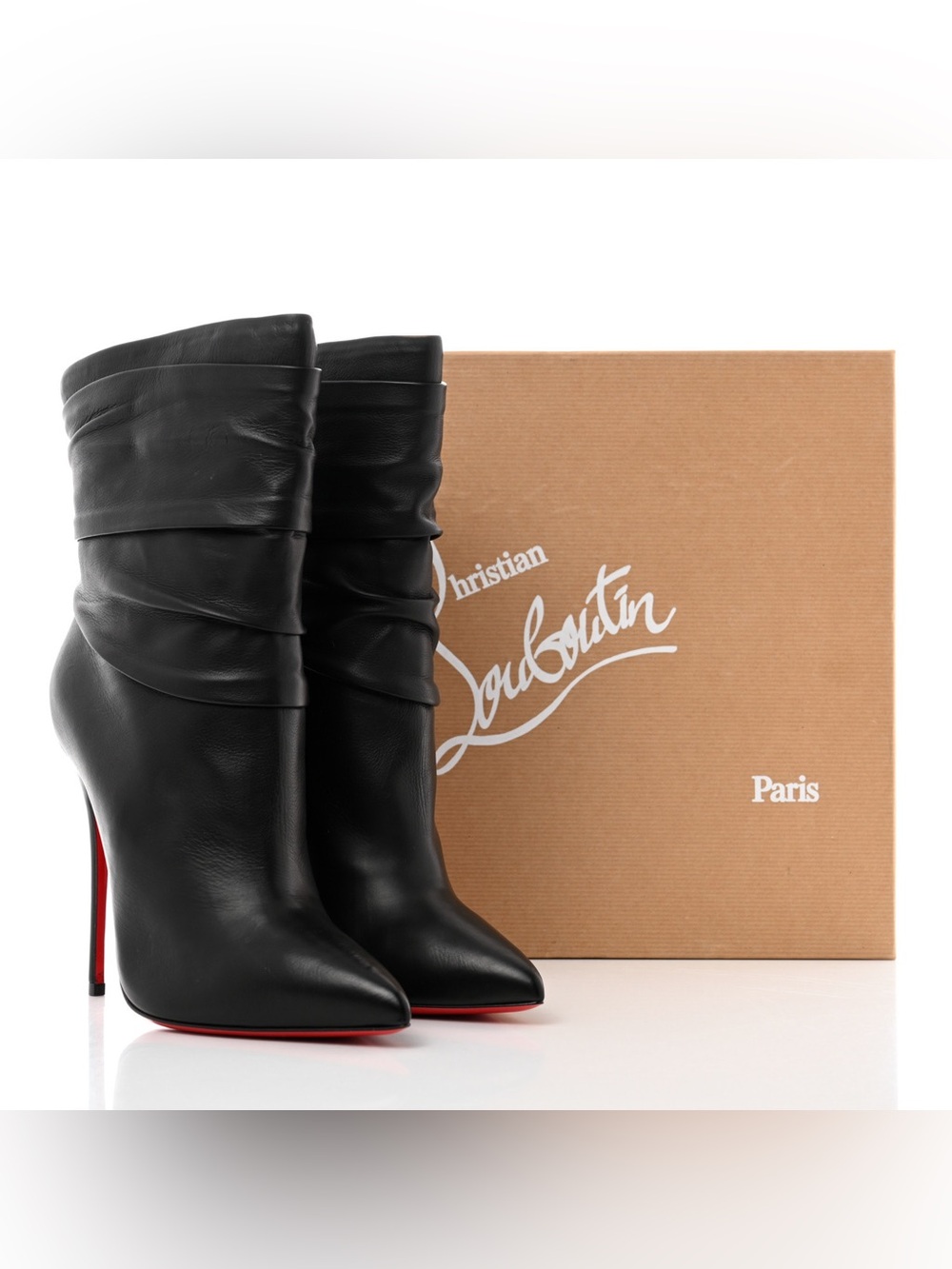 Christian Louboutin Ishtar Black Leather Red Sole Booties EU 39 US 9
